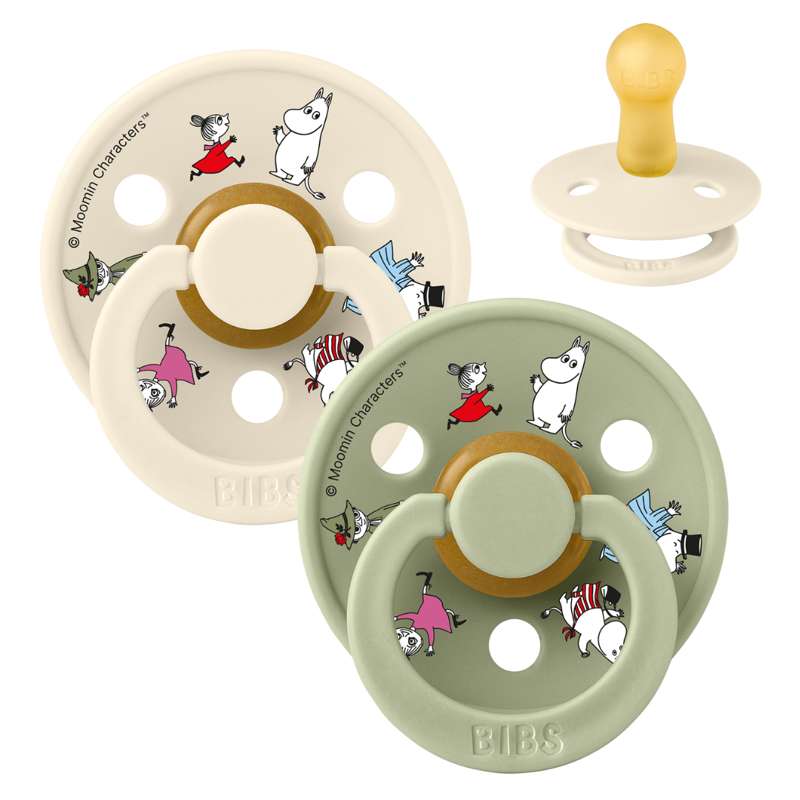 Bibs Rund Colour Sut Pak Str Naturgummi Moomin Friends Ivory Mix - Bibs Baby - 5713795273393