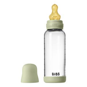 Bibs Glass Baby Bottle Round Latex 240 Medium Flow Sage Stk - Bibs Baby - 5713795265640