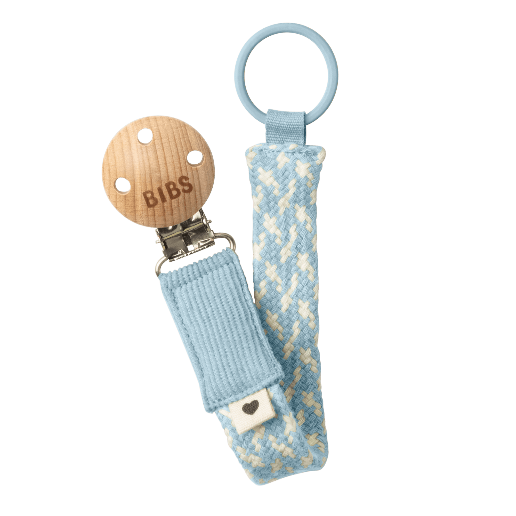 Bibs Pacifier Clip Braided Baby Blue Ivory Stk - Bibs Baby  - 5713795238637