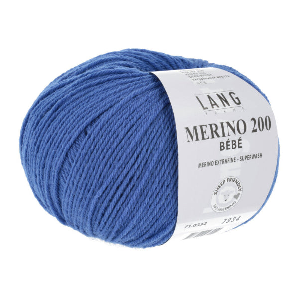 Blue Marine - 3 Lang Yarns Merino 200 Bebe Blue Marine 332 - Lang Yarns Baby  - 71.0332