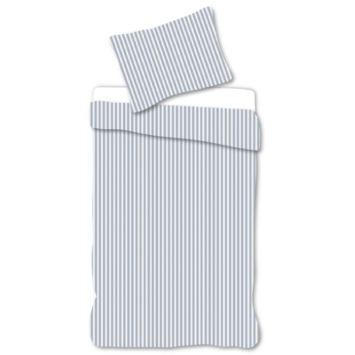 Hvid Baby Sengetøj 70x100 Sengesæt Med E Blå Striber 100 Blødt Bomulds Sengelinned - By Mats Baby  - 5714710022218