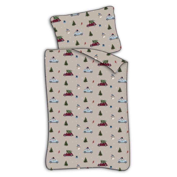 Baby Julesengetøj 70x100 Jule Sengesæt Med Biler Juletræer Christmas Drive 100 Blødt Bomulds Sengelinned - By Mats Baby  - 5714710021617