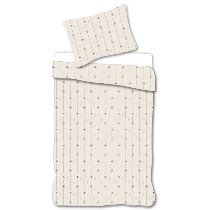 Hvid Baby Sengetøj 70x100 T Sengesæt Med Sorte Mønstret Striber 100 Blødt Bomulds Sengelinned - By Mats Baby  - 5714710022270