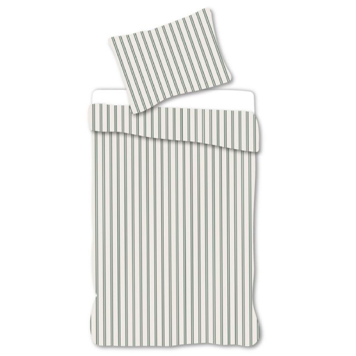 Hvid Baby Sengetøj 70x100 T Sengesæt Med Grønne Striber 100 Blødt Bomulds Sengelinned - By Mats Baby  - 5714710022195