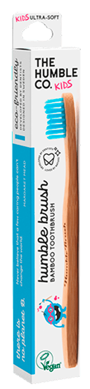 Humble Bambus Tandbørste Blå Kids Ultra Soft - The Humble Baby  - 7350075690228