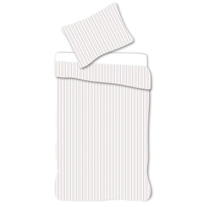 Hvid Baby Sengetøj 70x100 T Sengesæt Med Lilla Striber 100 Blødt Bomulds Sengelinned - By Mats Baby  - 5714710022157