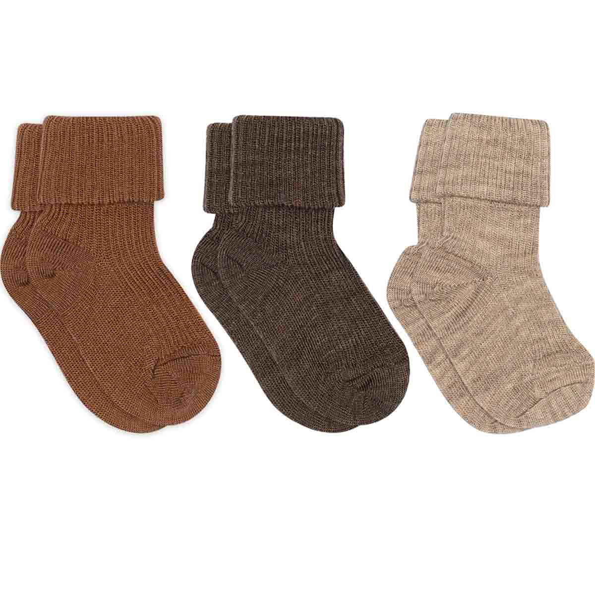 Rosa Denmark Uld Babystrømper Pak Brun - Mp Denmark Baby