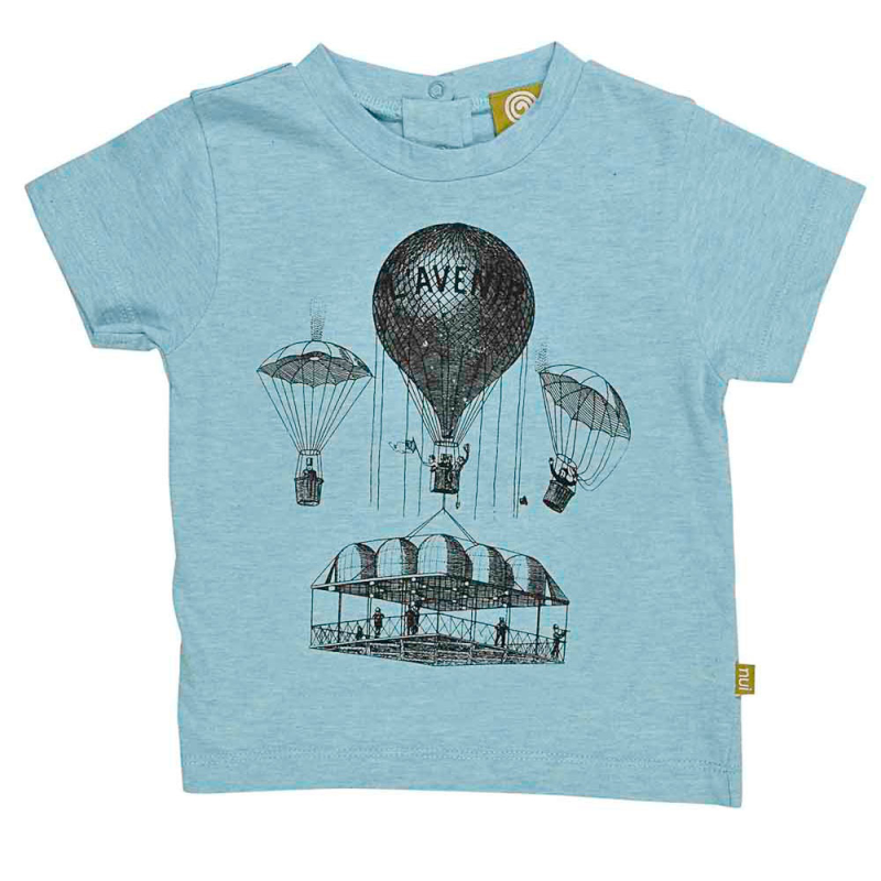 Lys Blå Shirt Med Luftballon Blåmeleret - Nui Organics Baby